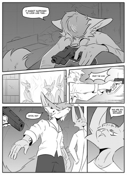 anthro clothed clothing dialogue group gun hairless handgun inner_ear_fluff inside male ocular_prosthetic pistol prosthetic prosthetic_arm prosthetic_limb ranged_weapon simple_background speech_bubble surgical_suture text tuft weapon kifyun2 anton_(undying_void) benjamin_(undying_void) joseph_(undying_void) tatsuo_kimura canid canine domestic_cat felid feline felis fox hairless_cat mammal sphynx_(cat) absurd_res black_and_white comic english_text hi_res monochrome