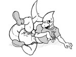 anthro blush clean_diaper clothed clothing diaper embarrassed front_view lying male on_side pacifier pacifier_clip raised_leg solo wearing_diaper poofy_dragon steel_(steelshark) fish marine shark low_res