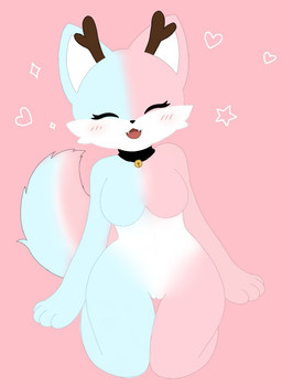 breasts circle_eyebrows eyebrows female genitals vulva fox_the_time pixile_studios super_animal_royale deer mammal