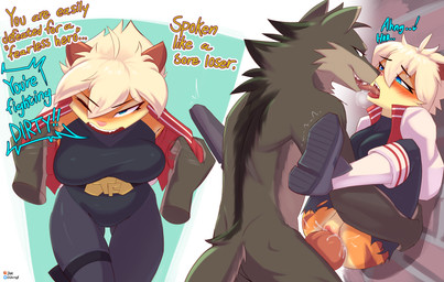 animal_genitalia animal_penis anthro anthro_on_anthro anthro_penetrated anthro_penetrating anthro_penetrating_anthro black_body black_fur blue_eyes blush breasts canine_genitalia canine_penis clothed clothed_female clothing crossgender defeated dialogue duo eye_contact female female_penetrated forced fully_clothed fully_clothed_female fur genitals grey_body grey_fur kissing looking_at_another male male/female male_penetrating male_penetrating_female penetration penile penile_penetration penis penis_in_vagina rape sex talking_to_another talking_to_partner text tongue_in_mouth torn_clothing vaginal vaginal_penetration jarnqk instant_loss_2koma borko_(barkwoofawoo) canid canine canis felid mammal pantherine tiger wolf digital_drawing_(artwork) digital_media_(artwork) english_text hi_res