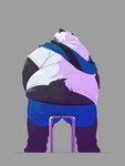 anthro belly big_belly biped bottomwear butt clothing hair kemono overweight shirt shorts sitting solo topwear white_hair furries_tetras vtuber kokuba_hoeguro canid canine mammal 2022 3:4 absurd_res hi_res