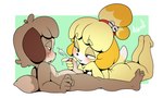 2018 animal_crossing anthro argento balls barefoot blush bodily_fluids brother_(lore) brother_and_sister_(lore) butt canid canine canis cum digby_(animal_crossing) digital_media_(artwork) domestic_dog duo feet female genital_fluids genitals handjob hi_res incest_(lore) intraspecies isabelle_(animal_crossing) looking_at_genitalia looking_at_penis lying male male/female mammal nintendo on_back on_front penile penis sex shih_tzu sibling_(lore) signature sister_(lore) toy_dog