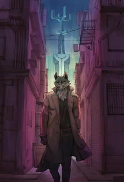 angry anthro city city_background clothed clothing countershading fully_clothed male overcoat snarling solo orioz brand_new_animal studio_trigger shirou_ogami canid canine canis mammal wolf absurd_res hi_res huge_filesize
