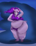 anthro anthrofied belly big_belly biped breasts claws cleavage clothed clothing covered_breasts eyelashes eyeshadow female feral hand_behind_head makeup navel obese obese_female obese_feral overweight overweight_anthro overweight_female overweight_feral purple_body purple_eyeshadow smile solo standing thick_thighs toe_claws wide_hips yellow_eyes astr0zone asian_mythology east_asian_mythology japanese_mythology mythology them's_fightin'_herds nidra_(tfh) mammal mythological_baku mythological_creature tapir yokai 2023 digital_drawing_(artwork) digital_media_(artwork) hi_res