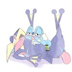 anthro anus biped blue_body blush bodily_fluids censor_bar duo female female/female genitals half-closed_eyes ineffective_censorship legs_up narrowed_eyes open_mouth pussy sex sex_toy sweat morito_(artist) nintendo pokemon froakie generation_6_pokemon greninja pokemon_(species) 1:1 censored