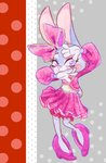 anthro blush bottomwear clothed clothing fully_clothed fur grey_body grey_fur purple_eyes skirt smile solo strawberry628_(artist) disney zootopia judy_hopps lagomorph leporid mammal rabbit 2020 hi_res painting_(artwork) traditional_media_(artwork) watercolor_(artwork)