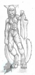 abs athletic athletic_female clothed clothing female solo tail topless frostwyrm102 april_dawn felid mammal hi_res sketch