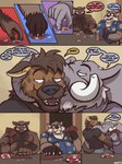 age_difference anthro broken_tusk brown_body brown_fur card clothed clothed_anthro clothed_male clothing dialogue ear_piercing eyewear fur glasses grey_body grey_skin group inside looking_at_another male male/male mature_anthro mature_male musclegut muscular overweight overweight_anthro overweight_male partially_clothed piercing playing_card poker poker_chip smile speech_bubble text nanoff alfonso_(nanoff) horacio_(nanoff) suarez_(nanoff) walter_rossi_(nanoff) elephant elephantid hyena mammal proboscidean suid suine sus_(pig) wild_boar comic english_text hi_res