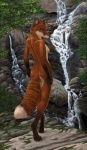 2010 anthro biped breasts brian_edwards butt canid canine detailed detailed_background dipstick_tail female fox fur mammal markings niffad nude outside red_fox side_boob solo standing tail tail_markings true_fox turning water waterfall