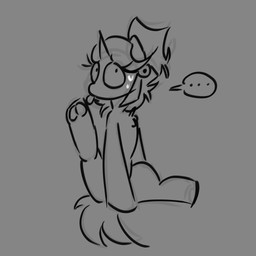 ambiguous_gender bodily_fluids caught ellipsis feet feral foot_lick horn humor licking looking_at_viewer raised_leg self_lick sitting solo speech_bubble sweat sweatdrop sweaty_face tail tongue tongue_out thatponybell hasbro my_little_pony mythology bell_(thatponybell) fan_character equid equine horse mammal mythological_creature mythological_equine pony unicorn 1:1 2026 digital_drawing_(artwork) digital_media_(artwork) english_description hi_res monochrome