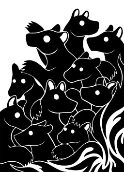4_claws 4_fingers ambiguous_gender claws ears_back ears_up feral fingers fur group paws pivoted_ears quadruped round_ears silhouette simple_background white_background sunnyclockwork scp_foundation bear mammal scp-2875-a 2015 black_and_white digital_drawing_(artwork) digital_media_(artwork) hi_res monochrome