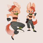 anthro biped breasts clothed clothing female female_anthro fully_clothed fur hair midriff multiple_poses navel pose solo standing tan_body tan_fur rexyseven rusty_gears canid canine fennec_fox fox mammal true_fox 2024 digital_drawing_(artwork) digital_media_(artwork) hi_res