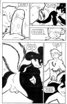 alex_(daria_mcgrain) anthro anthro_on_anthro backsack balls black_and_white butt comic daria_mcgrain dean_(daria_mcgrain) dialogue duo english_text genitals genus_male glans hi_res male male/male mammal mephitid monochrome pen_(artwork) penis penis_grab power_bottom presenting presenting_hindquarters skunk tail text traditional_media_(artwork)