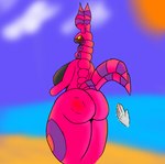 5_fingers antennae_(anatomy) anthro big_breasts big_butt blush breasts butt butt_slap female fingers orange_eyes pink_body slap solo tail thick_thighs jovi_cap nintendo pokemon generation_5_pokemon pokemon_(species) scolipede hi_res