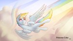 cloud female feral flying rainbow rainbow_trail sky smile solo wings cocaine_(artist) conditional_dnp friendship_is_magic hasbro my_little_pony mythology rainbow_dash_(mlp) equid equine horse mammal mythological_creature mythological_equine pegasus pony 16:9 4k absurd_res hi_res widescreen