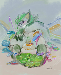 anthro anus balls big_butt big_feet black_nose blush butt eyewear feet foot_focus fur genitals glasses gloves_(marking) green_body green_fur green_pawpads green_tail leg_markings lying male male_anthro markings narrowed_eyes nude on_front pawpads presenting presenting_anus rear_view simple_background socks_(marking) solo spread_butt spreading striped_markings striped_tail stripes tail tail_markings white_background white_balls white_body white_fur white_tail oselotti absurd_res hi_res signature