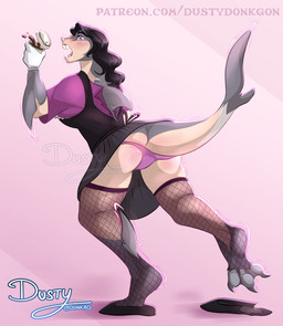 anthro apron barista beverage big_breasts blush blushing_at_viewer bottomwear breasts butt clothed clothing coffee container cup embarrassed fangs female growth growth_lines hair human_to_anthro legwear looking_at_viewer maid_uniform open_mouth panties pink_clothing pink_panties pink_underwear simple_background solo species_transformation stockings stretching tail teeth text topwear torn_clothing torn_legwear torn_stockings transformation underwear uniform upskirt dustydonkgon aquatic fish human mammal shark digital_media_(artwork) english_text hi_res