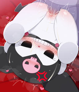 biped blush bodily_fluids butt duo eyelashes female female_penetrated genitals loli male male/female male_penetrating no_pupils penetration penile penile_penetration penis reddened_butt sex spade_tail sweat tail teeth thick_thighs vaginal vaginal_penetration vulva white_body young 0227 onegai_my_melody sanrio kuromi demon lagomorph leporid mammal rabbit hi_res