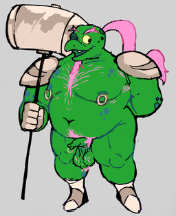 abs anthro armor armored_boots balls beard belly big_balls big_muscles big_pecs body_hair chest_hair elderly eyebrows facial_hair foreskin foreskin_piercing genital_piercing genitals hair hammer hand_behind_back happy holding_object holding_weapon humanoid_genitalia humanoid_penis long_foreskin male mature_male maul melee_weapon muscular muscular_anthro muscular_male muscular_thighs navel nipple_piercing nipple_ring nipples nude one_eye_closed open_mouth overweight overweight_anthro overweight_male pauldron pecs penis penis_piercing piercing pink_hair pose pubes ring_piercing saggy_balls simple_background small_penis smile solo tools unretracted_foreskin weapon sightsear deltarune undertale_(series) gerson gerson_boom_(deltarune) monster reptile scalie turtle digital_drawing_(artwork) digital_media_(artwork) hi_res sketch