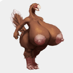 anthro areola beak big_breasts blue_eyes breasts brown_body brown_breasts feathers female glistening glistening_eyes huge_breasts hyper hyper_breasts nipples non-mammal_breasts non-mammal_nipples nude open_mouth pink_areola pink_nipples simple_background solo standing tail tail_feathers three-quarter_view unsigned vein veiny_breasts white_background white_beak wide_hips upai avimimus dinosaur feathered_dinosaur feathered_scalie oviraptorosaur prehistoric_species reptile saurischian scalie theropod 1:1 absurd_res full-length_portrait hi_res portrait