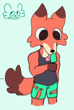 anthro dessert food ice_cream male solo nsfluff nipof nipof_(character) canid canine fox mammal 2d_animation animated animated_gif short_playtime
