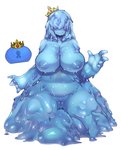 5_fingers absorption_vore absurd_res alternate_species areola big_breasts blue_body blue_hair blue_nipples blue_skin breasts crown curvy_figure dripping duo extreme_size_difference female female_pred female_prey fingers genitals glistening glistening_body glistening_skin goo_creature goo_hair goo_humanoid hair hair_over_eyes headgear hi_res huge_breasts human human_prey humanoid humanoid_focus humanoid_pred humanoidized king_slime_(terraria) larger_female larger_humanoid larger_pred long_hair mammal ninja_(terraria) nipples not_furry nude nyong_nyong pseudo_hair pussy simple_background sitting size_difference slightly_chubby slime slime_(terraria) smaller_female smaller_human smaller_prey smile soft_vore solo_focus spread_legs spreading terraria thick_thighs translucent translucent_body voluptuous vore wet white_background