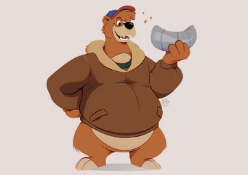 aged_up airfoil aluminum_foil anthro barefoot baseball_cap belly big_belly blue_clothing brown_body brown_clothing brown_fur clothed clothing fangs feet fur green_clothing hat head_tuft headgear headwear holding_object huge_belly jacket male obese obese_anthro obese_male overweight overweight_anthro overweight_male pantsless shirt simple_background smile solo star tan_body tan_fur teeth teeth_showing text topwear tuft undershirt bearafterall disney ducktales ducktales_(2017) talespin kit_cloudkicker bear brown_bear mammal ursine english_text hi_res shaded