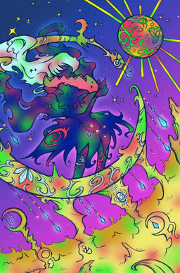 ambiguous_gender blue_eyes crystal floating gem hair iridescent jewelry markings moon solo space sparkles star sun white_hair unknown_artist nintendo pokemon darkrai generation_4_pokemon legendary_pokemon pokemon_(species) colorful_theme