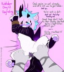 absurd_res anthro aroused black_cum blush bodily_fluids bound colored_cum cum daddy_kink degradation domestic_cat duo english_text felid feline felis freak_magic1369 genital_fluids genitals hands_tied hi_res hybrid hyena intersex intersex/male kinktober kinktober_2024 magic_(freak_magic1369) male male/male mammal nauru_(freak_magic1369) nonbinary_(lore) pussy spread_legs spread_pussy spreading text unusual_bodily_fluids unusual_cum unusual_genital_fluids vaginal_fluids