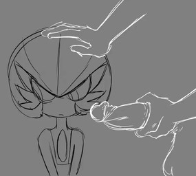 ambiguous_gender anthro duo genitals hand_on_head humanoid_genitalia humanoid_penis interspecies looking_away male male/ambiguous masturbation penile penile_masturbation penis pokephilia stroking_penis dzk nintendo pokemon gardevoir generation_3_pokemon human mammal pokemon_(species) 2025 2d_animation animated frame_by_frame sketch