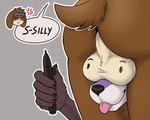anthro balls balls_on_face blush blush_lines duo genitals holding_object humor male male/male silly smile these_aren't_my_glasses tongue tongue_out raven_ark cave_story billy_m.t. raven_ark_(character) canid canine fox lagomorph mammal mimiga hi_res