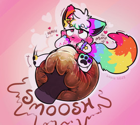 anthro blush bodily_fluids bracelet cum cum_in_diaper diaper diaper_squish disembodied_hand duo erection erection_in_diaper feces fur genital_fluids hand_on_diaper jewelry male multicolored_body multicolored_ears multicolored_fur multicolored_tail onomatopoeia paws rainbow_body rainbow_ears rainbow_fur rainbow_tail soiled_diaper solo_focus sound_effects sparklefur tail text touching_diaper unclean_diaper used_diaper white_body white_fur ludis-luteo glitterpop! glitter_(glitterpop!) canid canine canis mammal wolf hi_res