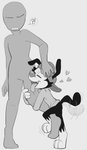 ambiguous_gender anthro bottomless clothed clothing duo eyes_closed hat headgear headwear heart_symbol leg_hug leg_humping looking_pleasured male male/ambiguous tongue tongue_out anonymous_artist animaniacs warner_brothers anon wakko_warner human humanoid mammal hi_res monochrome