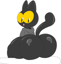 anthro big_butt black_body black_eyes bottomless butt clothed clothing female huge_butt looking_at_viewer looking_back open_mouth robe sitting solo tail thick_thighs thin_tail neom-daddy google google_doodle magic_cat_academy momo_(google) domestic_cat felid feline felis mammal absurd_res hi_res