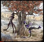 anthro asphyxiation autumn avian barefoot beak bird black_beak black_body black_feathers brown_body brown_fur cyanosis detailed detailed_background digital_media_(artwork) digital_painting_(artwork) dragon duo dying ear_tuft eye_roll feather_hair feathered_wings feathers featureless_crotch feet forest forest_background fur furred_dragon furred_scalie gasp grass grassland hanged inner_ear_fluff jeffusherb long_tail looking_at_viewer male motion_lines multicolored_body multicolored_feathers multicolored_fur mythological_creature mythological_scalie mythology nature nature_background notched_ear nude open_mouth pixel_(artwork) plant pseudo_hair purple_body purple_eyes purple_feathers rope scalie scar shaking shivering shrub swing tail tail_feathers tail_tuft tree tuft two_tone_body two_tone_feathers two_tone_fur white_body white_feathers wingless_dragon wings