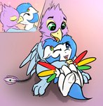 avian_feet beak beak_kiss blue_body duo feathered_crest feathered_wings feathers female feral green_eyes head_crest hug kissing male paws pink_body quadruped tail tail_tuft tuft wings 10art1 hasbro my_little_pony mythology chrome_pony gyro_feather avian bird equid equine galliform gryphon mammal mythological_avian mythological_creature mythological_equine peafowl pegasus phasianid hi_res