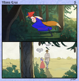 anthro berry clothing dialogue dress eyes_closed female field fleeing food fruit group hand_holding headdress male outside paintbrush_tail plant running running_away shrub text trio walking young sir_paulus lisabeth_(lord_paulus) canid canine canis fox human mammal comic english_text hi_res daughter_(lore) father_(lore) father_and_child_(lore) father_and_daughter_(lore) parent_(lore) parent_and_child_(lore) parent_and_daughter_(lore)