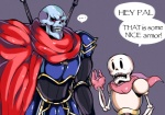 bone duo not_furry simple_background skeleton text unknown_artist overlord_(series) undertale undertale_(series) ainz_ooal_gown papyrus_(undertale) animated_skeleton humanoid undead english_text