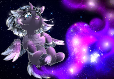 ambiguous_gender blue_eyes feral flying hooves horn open_mouth sky solo space star starry_sky unicorn_horn wings byemyfriends hasbro my_little_pony mythology artemis_black fan_character equid equine mammal mythological_creature mythological_equine winged_unicorn hi_res