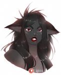 black_ears black_hair dark_body dark_skin face_focus female hair lips long_hair red_eyes red_lips solo the_blackrose licheart animal_humanoid canid canid_humanoid canine canine_humanoid fox_humanoid humanoid mammal mammal_humanoid