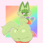 alternate_pride_colors alternate_rainbow_pride_colors anthro anthrofied arm_warmers armwear big_butt blush body_blush border bottom_heavy butt clothing erection foreskin fur genitals glans gradient_background gradient_penis green_body green_fur huge_butt huge_hips huge_thighs humanoid_genitalia humanoid_penis legwear lgbt_pride looking_at_viewer looking_back looking_back_at_viewer male mostly_nude multicolored_arm_warmers multicolored_armwear multicolored_clothing multicolored_legwear multicolored_thigh_highs narrowed_eyes penis penis_blush pink_border pink_glans pink_nose pink_penis pokemorph pride_color_arm_warmers pride_color_armwear pride_color_background pride_color_clothing pride_color_legwear pride_color_thigh_highs pride_colors rainbow_background rainbow_clothing rainbow_pride_colors rear_view red_eyes simple_background six-stripe_rainbow_pride_colors smile solo stockings super_gay tail thick_thighs thigh_highs wide_hipped_male wide_hips frumples nintendo patreon pokemon felid feline generation_9_pokemon mammal pokemon_(species) sprigatito 1:1 2022 artist_name dated digital_drawing_(artwork) digital_media_(artwork) portrait three-quarter_portrait