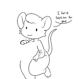 anthro clothing female looking_at_viewer solo standing sweater tail topwear snazzle_snapp mitzi_(snappy) mammal mouse murid murine rodent black_and_white monochrome