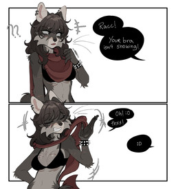 anthro biped blush bra breasts claws clothed clothed_anthro clothed_female clothing countershade_torso countershading ear_piercing female fingers front_view fur hair inner_ear_fluff navel piercing simple_background smile solo standing tail teeth tongue tuft underwear raccoattack racc_(raccoattack) mammal procyonid raccoon 2026 digital_drawing_(artwork) digital_media_(artwork) hi_res