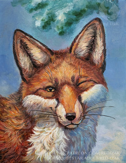 ambiguous_gender black_body black_fur black_nose feral fur looking_at_viewer multicolored_body multicolored_fur one_eye_closed orange_body orange_eyes orange_fur quadruped smile smiling_at_viewer solo whiskers white_body white_fur wink winking_at_viewer red-izak canid canine fox mammal 2025 acrylic_painting_(artwork) hi_res painting_(artwork) traditional_media_(artwork) traditional_painting_(artwork)