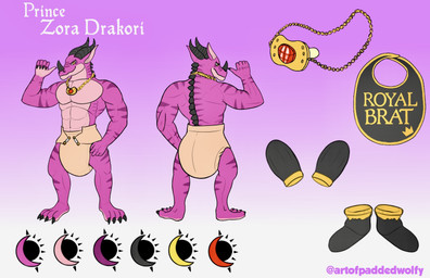 3_horns 4_toes 5_fingers abdl abs abstract_background accessory anthro back_muscles back_spikes back_spines bib black_accessory black_bib black_booties black_claws black_clothing black_finger_claws black_footwear black_handwear black_horn black_mittens black_spikes black_spines black_toe_claws booties chain chain_necklace clasp claws clean_diaper cloth_diaper clothed clothing color_scheme color_swatch countershade_body countershade_face countershade_feet countershade_hands countershade_scales countershade_torso countershading curved_horn diaper diaper_fetish diaper_only dragon_ears eyebrow_ridge facial_horn facial_markings feet finger_claws fingers footwear front_view gem gold_(metal) gold_accessory gold_chain gold_chain_jewelry gold_clasp gold_jewelry gold_necklace gold_neckwear gold_text gradient_background handwear head_horn head_markings horn humanoid_feet humanoid_hands jewelry long_ears male markings mittens multi_horn multicolored_accessory multicolored_bib multicolored_body multicolored_booties multicolored_clothing multicolored_ears multicolored_face multicolored_feet multicolored_footwear multicolored_hands multicolored_handwear multicolored_jewelry multicolored_mittens multicolored_neck multicolored_necklace multicolored_scales multicolored_torso multiple_angles muscular muscular_anthro muscular_arms muscular_legs muscular_male navel neck_spikes neck_spines necklace neckwear non-mammal_navel nose_horn pacifier pacifier_necklace pecs pink_arms pink_background pink_body pink_chest pink_countershading pink_ears pink_face pink_feet pink_hands pink_inner_ear pink_legs pink_markings pink_neck pink_scales pink_snout pink_stomach pink_stripes pink_text pink_torso plantigrade pointy_ears prince rear_view ridged_horn royalty ruby_(gem) scales short_horn simple_background small_horn solo spikes spikes_(anatomy) spines striped_arms striped_back striped_body striped_face striped_legs striped_markings striped_neck striped_scales striped_shoulders striped_thighs striped_torso stripes tan_diaper text text_on_bib text_on_clothing thick_diaper thick_neck toe_claws toes topless two_tone_body two_tone_chest two_tone_ears two_tone_face two_tone_feet two_tone_hands two_tone_neck two_tone_stomach two_tone_torso ventral_scales wavy_horn wearing_diaper white_background white_clasp white_text yellow_accessory yellow_bib yellow_booties yellow_clothing yellow_eyes yellow_footwear yellow_handwear yellow_mittens paddedwolfy mythology zora_drakori dragon mythological_creature mythological_scalie reptile scalie artist_name character_name colored digital_drawing_(artwork) digital_media_(artwork) hi_res model_sheet