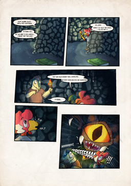 3_toes anthro beak claws dialogue duo feet male smile text toes zaryuzu_73 nintendo pokemon fern_(zaryuzu_73) avian bird chicken galliform generation_2_pokemon phasianid pokemon_(species) typhlosion comic digital_media_(artwork) english_text hi_res