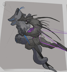 antennae_(anatomy) anthro apode arm_grab big_breasts black_body breasts butt claws duo female grappling grey_body legless machine mandibles non-mammal_breasts nude open_mouth serpentine simple_background spikes spikes_(anatomy) tongue tongue_out wings boz2zz alien arthropod humanoid insect reptile robot scalie snake digital_media_(artwork) hi_res