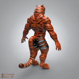 ambiguous_anthro ambiguous_gender anthro back_muscles biceps big_muscles bottomwear butt claws clothed clothing digitigrade muscular muscular_ambiguous rear_view shorts solo standing tail topless topless_ambiguous topless_anthro triceps feodaron_sd inereigan disney zootopia tiger_dancer_(zootopia) felid mammal pantherine tiger 1:1 3d_(artwork) digital_media_(artwork) hi_res