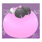 anthro belly big_belly big_breasts big_butt black_bottomwear black_clothing black_nose black_pants black_sclera black_yoga_pants bodily_fluids border bottomwear bra breasts buckteeth butt clothing eyelashes female grey_bra grey_clothing grey_ears grey_sports_bra grey_tail grey_underwear hair huge_belly huge_breasts huge_butt hyper hyper_belly hyper_breasts hyper_butt hyper_pregnancy immobile lactating looking_at_viewer looking_back looking_back_at_viewer lying lying_on_self motion_lines on_front onomatopoeia open_mouth open_smile outline pants pink_body pink_hair pink_mouth pink_tail pregnant pregnant_anthro pregnant_female purple_background purple_cheeks simple_background smile smiling_at_viewer solo sound_effects sports_bra stained_clothing tail teeth text tight_clothing two_tone_tail underwear white_border white_eyes white_outline yoga_pants cheeki nintendo pokemon susie_(reathe) generation_4_pokemon mammal pachirisu pokemon_(species) rodent sciurid tree_squirrel 1:1 2025 absurd_res colored digital_media_(artwork) hi_res shaded