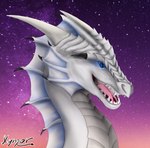 black_spikes bloom blue_eyes cheek_fins feral fin glowing glowing_eyes glowing_fin horn male open_mouth photo_background plated_scales scales sharp_teeth simple_background smile snout solo teeth teeth_showing tongue tongue_out white_body white_horn white_scales white_skin xymor mythology xymor_(character) dragon mythological_creature mythological_scalie scalie colored headshot_portrait hi_res photography_(artwork) portrait shaded